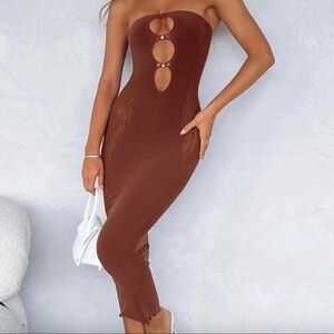 White Fox Boutique Midi Dress in Chocolate